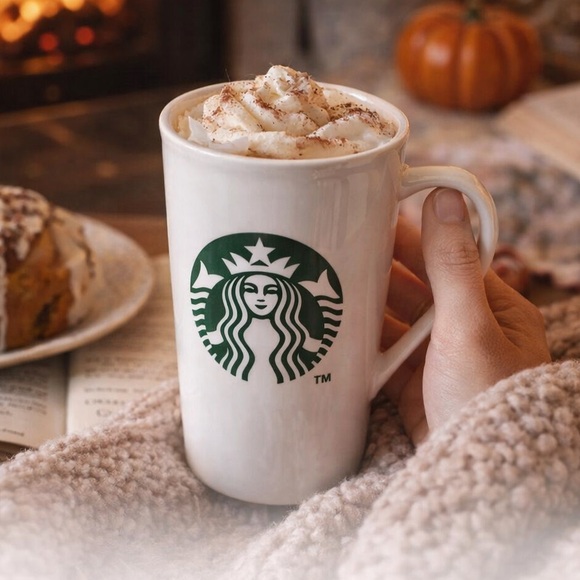 Starbucks White Ceramic Mug 16 fl oz EUC Cozy Fall Mug - Picture 12 of 17